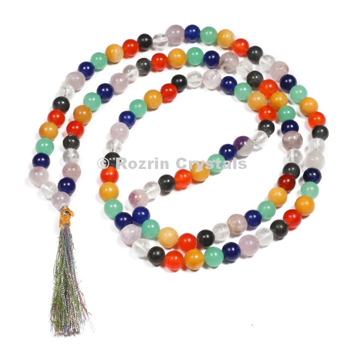 Hand Knotted Seven Chakra 108 Beads Jap Mala For Healing