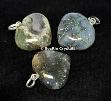 Moss Agate Heart Pendants