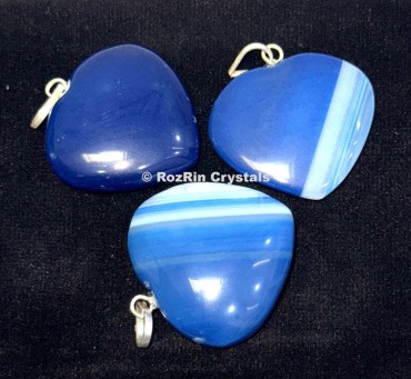 Blue Onyx Heart Pendants