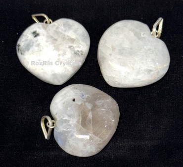 Rainbow Moonstone Heart Pendants