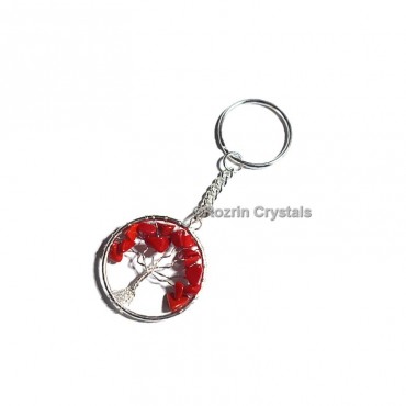 Red Synthatic Coral Tree Of Life Keychain